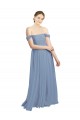 Billigste Staubiges Blau A-Linien Off-Schulter Chiffon Lange Brautjungfernkleider