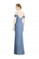 Billigste Staubiges Blau A-Linien Off-Schulter Chiffon Lange Formale Brautjungfernkleider / Abendkleider