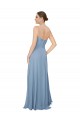 Billigste Staubiges Blau A-Linien Trägerlos Chiffon Lange Brautjungfernkleider