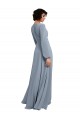Billigste Staubiges Blau A-Linien V-Ausschnitt Chiffon Lange Brautjungfernkleider