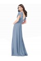 Billigste Staubiges Blau A-Linien V-Ausschnitt Chiffon Lange Brautjungfernkleider / Abiballkleider