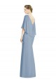 Billigste Staubiges Blau Trompete V-Ausschnitt Chiffon Lange Brautjungfernkleider