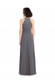 Billigste Stormy Silver A-Linien Neckholder Chiffon Spitze Lange Brautjungfernkleider