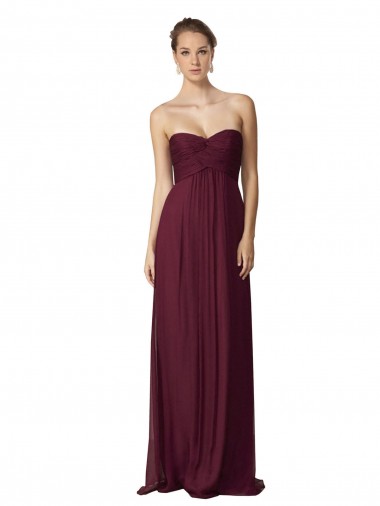 Billigste Traube A-Linien Chiffon Lange Brautjungfernkleider