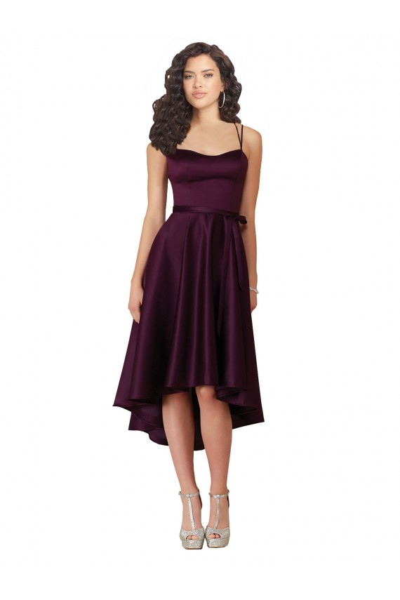 Billigste Traube A-Linien Scoop Neck Satin Kurze Brautjungfernkleider / Abiballkleider