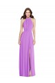 Billigste Violett A-Linien Neckholder Chiffon Lange Formale Brautjungfernkleider / Abendkleider