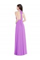 Billigste Violett A-Linien Neckholder Chiffon Lange Formale Brautjungfernkleider / Abendkleider