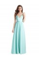 Billigste Waterfall A-Linien V-Ausschnitt Chiffon Satin Lange Brautjungfernkleider