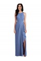 Billigste Windsor Blau A-Linien Juwel Ausschnitt Chiffon Lange Brautjungfernkleider
