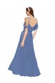 Billigste Windsor Blau A-Linien Off-Schulter Chiffon Lange Brautjungfernkleider