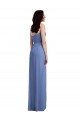 Billigste Windsor Blau A-Linien Spaghetti-Träger Chiffon Lange Brautjungfernkleider