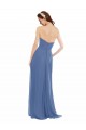 Billigste Windsor Blau A-Linien Trägerlos Chiffon Lange Brautjungfernkleider