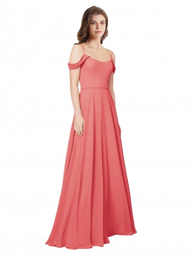 Billigste Wüstenrose A-Linien Off-Schulter Chiffon Lange Brautjungfernkleider